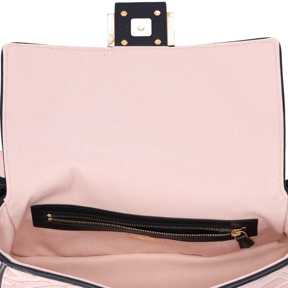 FENDI Mamma Baguette Zucca Pattern Handbag 8BR600 Pink Beige Black Jacquard - Picture 5 of 8